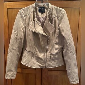 Therapy Tan XL Women’s FAUX Leather Moto Jacket Bronze Hardware Fully Lined NEW